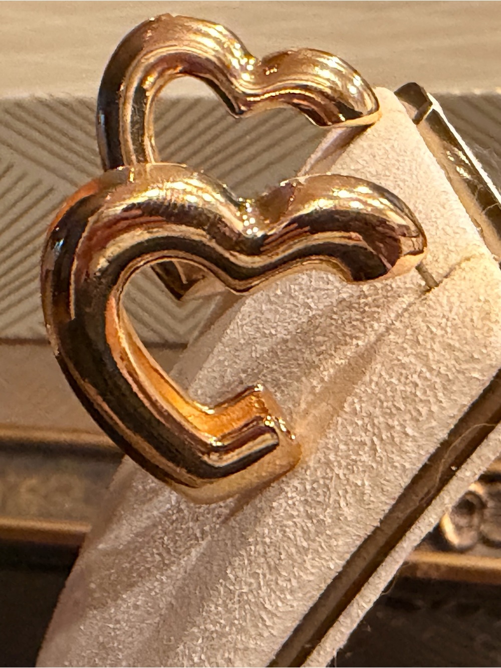Gold Heart Hoop Earrings - Chunky Double Heart Design